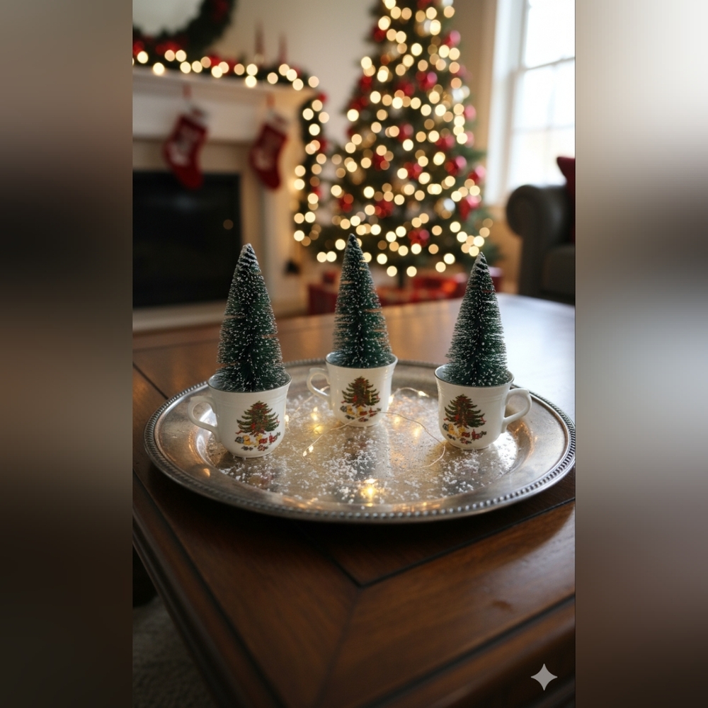 Vitromaster Festive Pine Tree‎ Holiday Decor Set Of 3